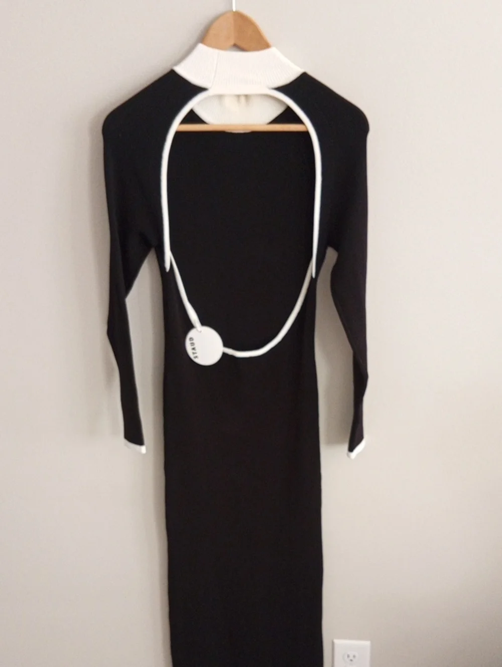 staud black and white dress Staud Harper Dress Black Ivory